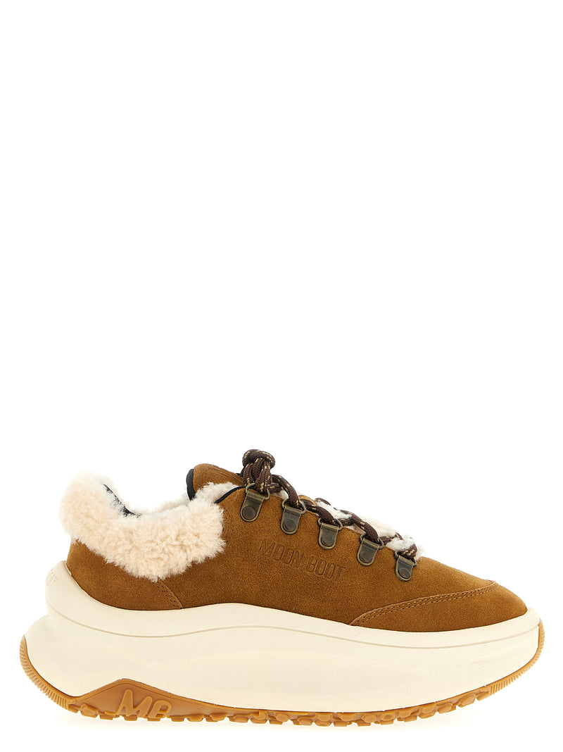 Moon Boot Moon247 City Beige Leather Chunky Sneakers