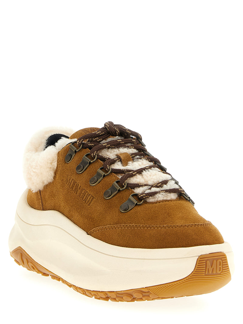 Moon Boot Moon247 City Beige Leather Chunky Sneakers