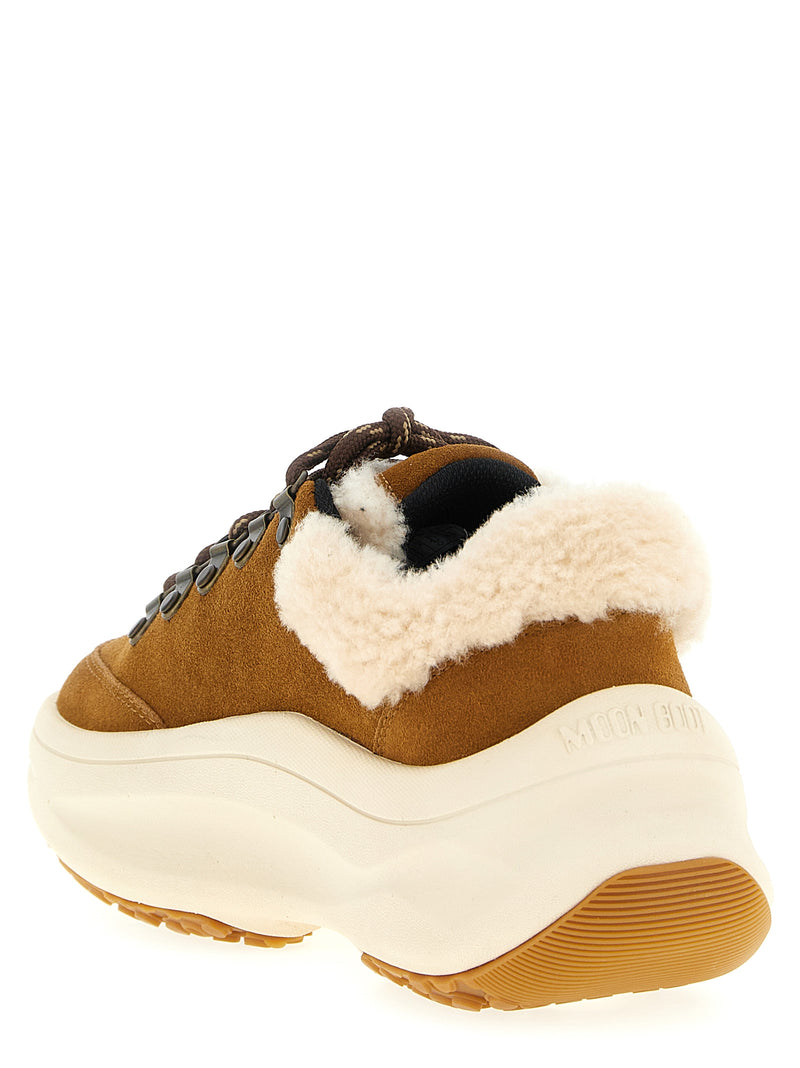 Moon Boot Moon247 City Beige Leather Chunky Sneakers