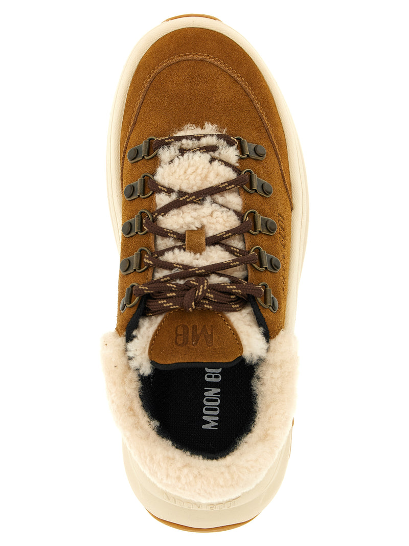 Moon Boot Moon247 City Beige Leather Chunky Sneakers