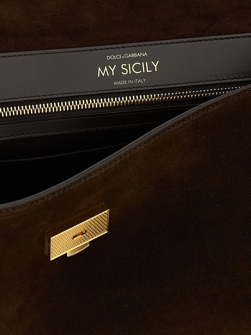 Dolce & Gabbana My Sicily Brown Calfskin Handbag
