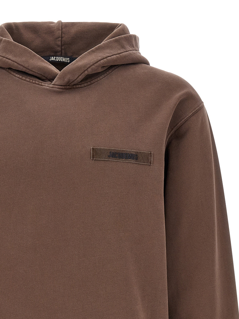 Jacquemus Le Hoodie Gros-Grain Brown Cotton Sweatshirt