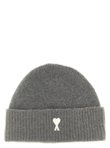 Ami Paris Gray Alpaca Leather Beanie