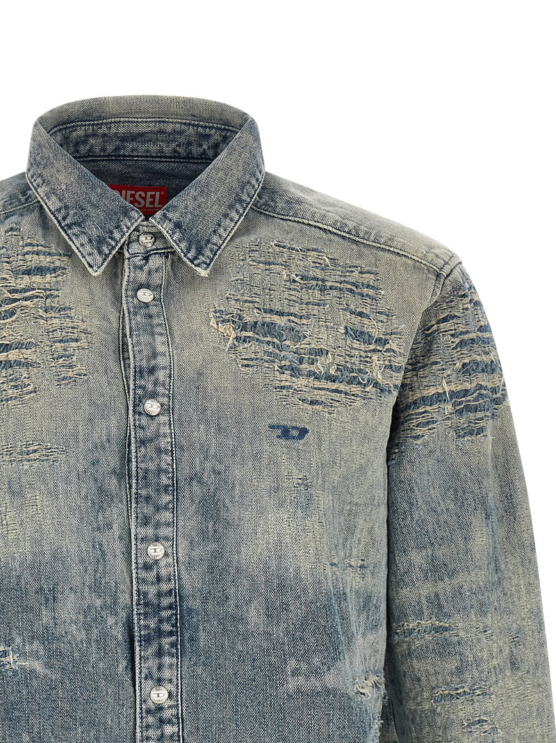 Diesel D-Simply Blue Cotton Blouse for Men