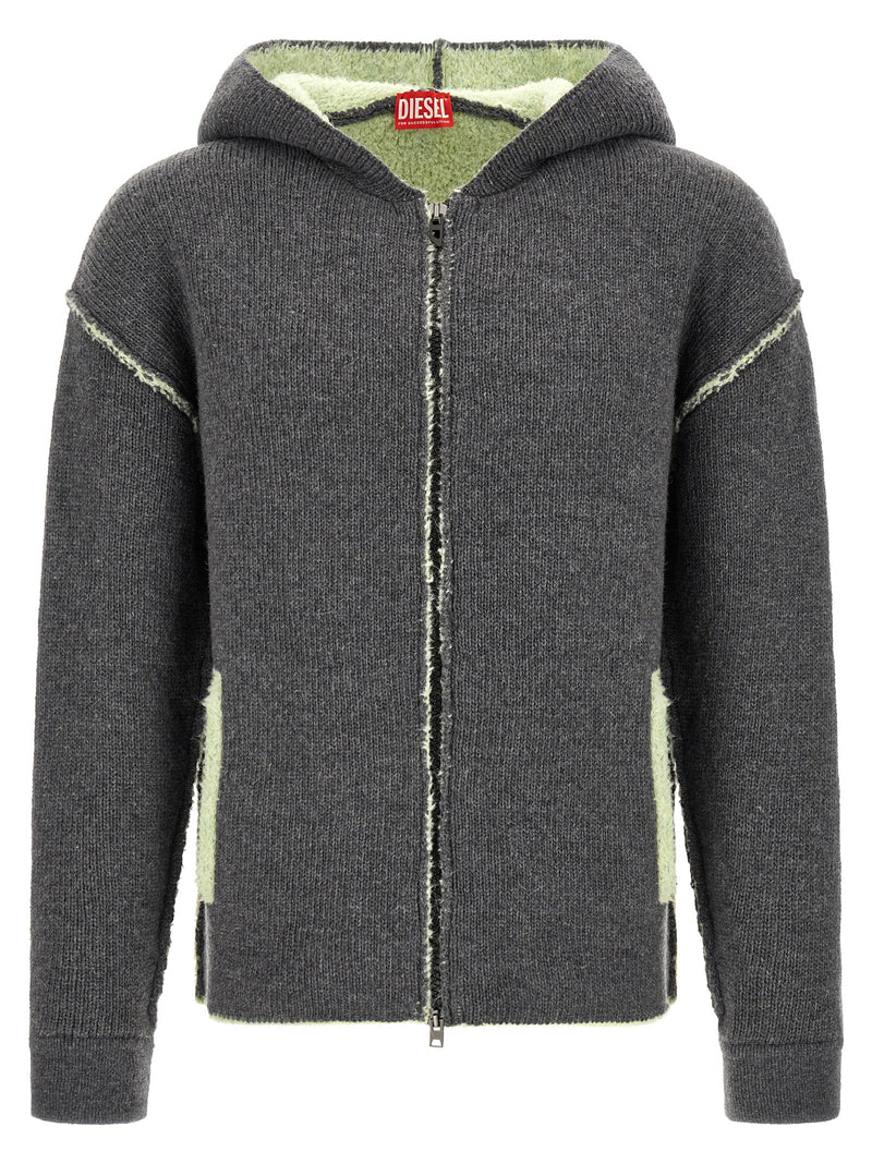 Diesel K-Boubby Gray Wool Hoodie for Men