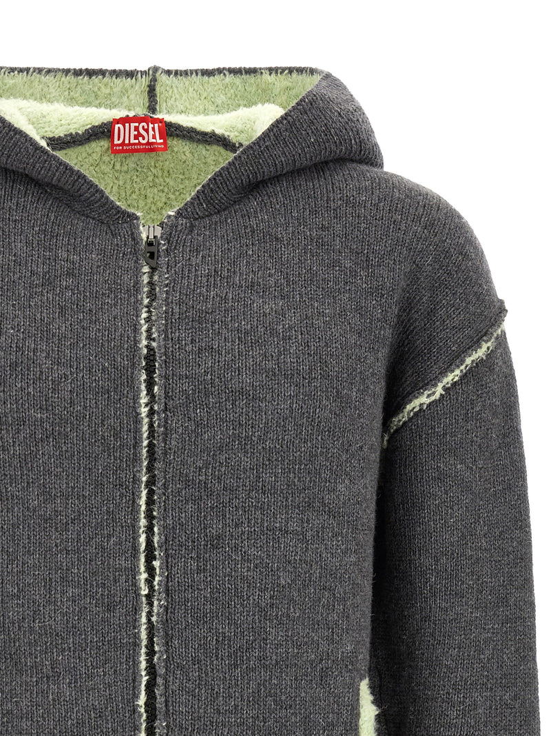 Diesel K-Boubby Gray Wool Hoodie for Men