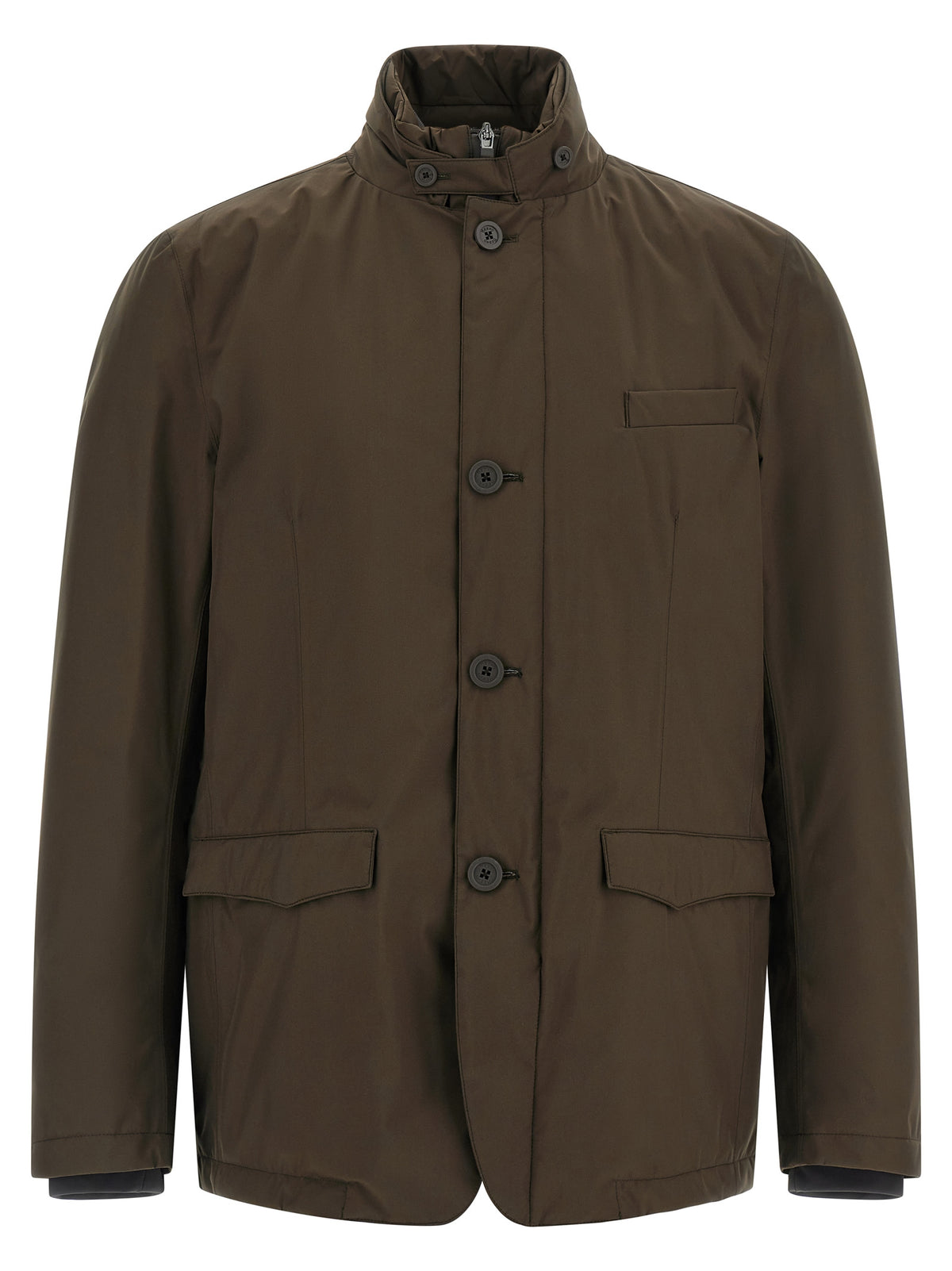 Herno Brown Polyester Full-Length Jacket - Elegant Outerwear