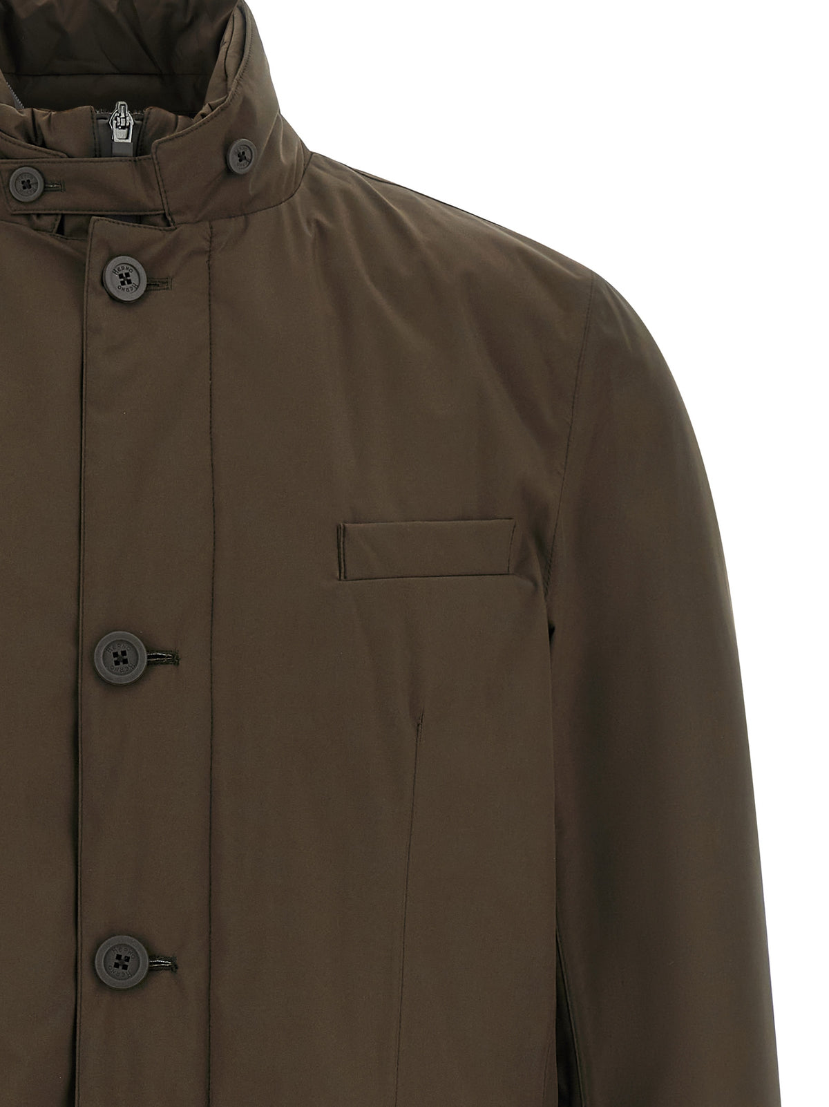 Herno Brown Polyester Full-Length Jacket - Elegant Outerwear