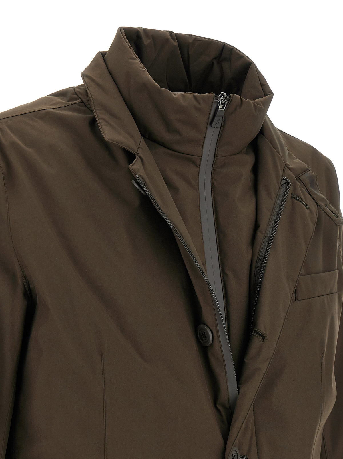 Herno Brown Polyester Full-Length Jacket - Elegant Outerwear