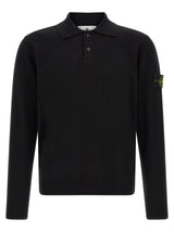 Stone Island Black Virgin Wool Polo Shirt
