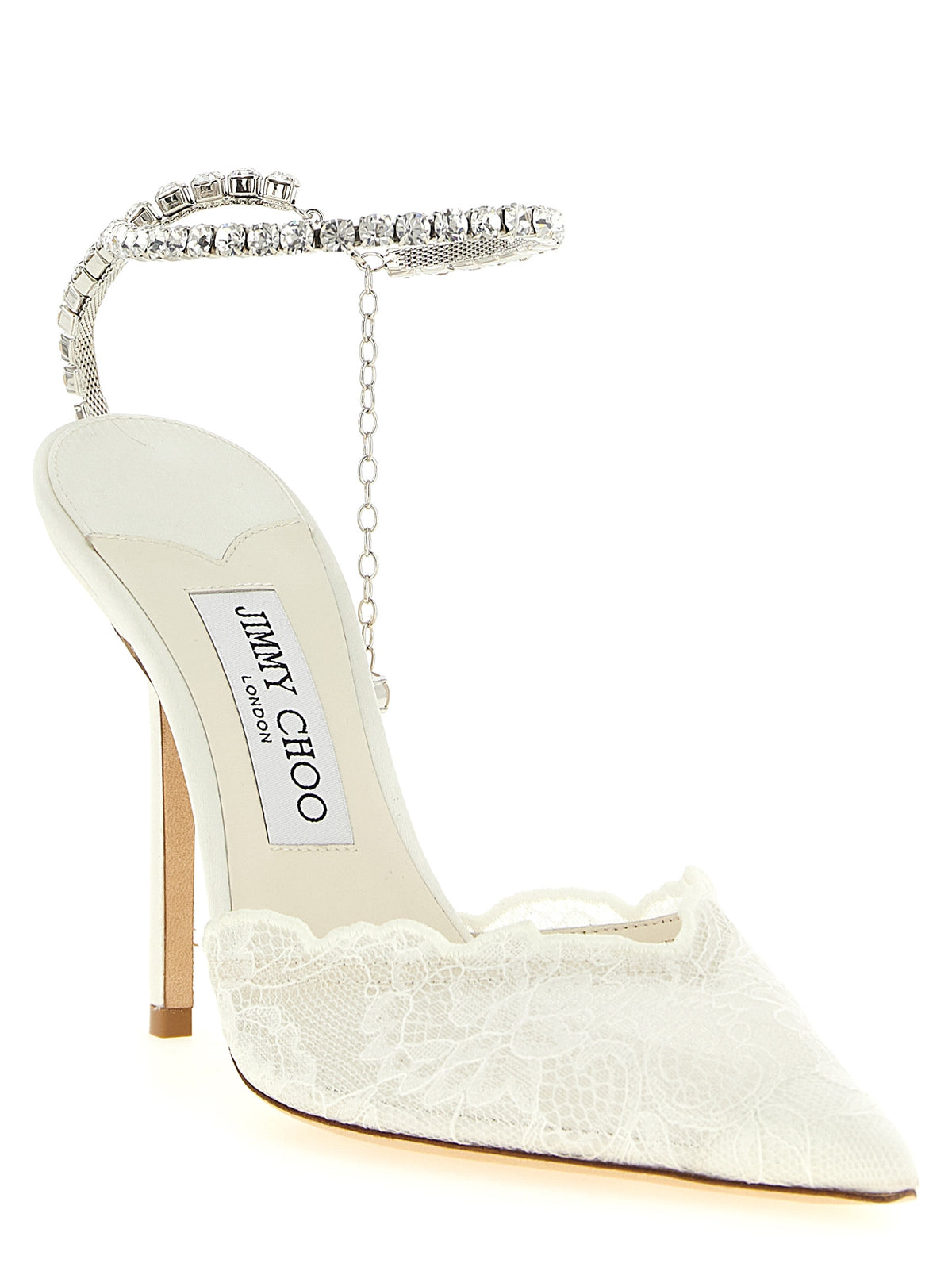 Jimmy Choo Saeda White Tencel High Heel Pumps