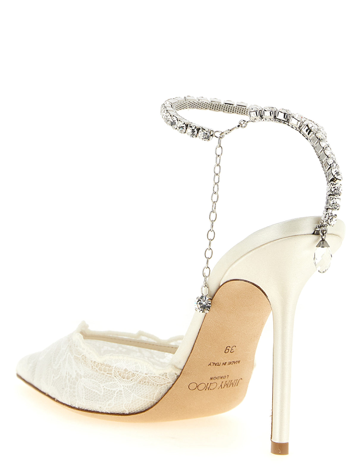 Jimmy Choo Saeda White Tencel High Heel Pumps