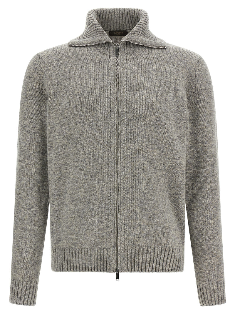 ZANONE Gray Virgin Wool Cardigan for Men