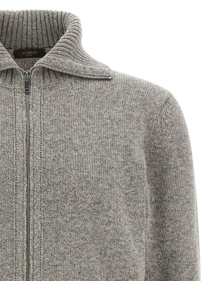 ZANONE Gray Virgin Wool Cardigan for Men
