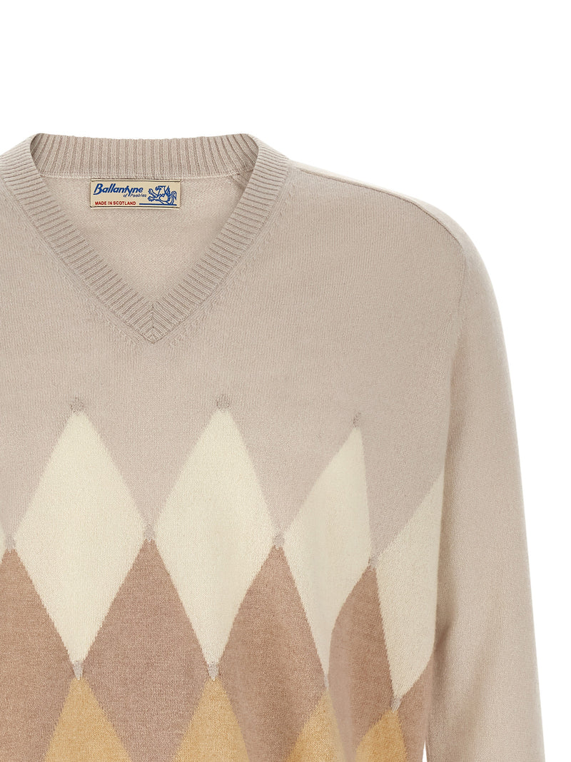 Ballantyne Beige Cashmere Cardigan - Luxurious V-Neck Sweater