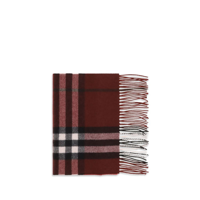 Burberry Bordeaux Cashmere Scarf - Iconic House Check Design