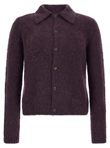 Dries Van Noten Purple Wool Cardigan