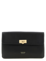 Ferragamo Black Calfskin Clutch Bag