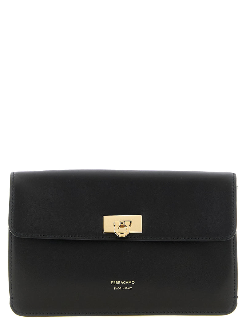 Ferragamo Harley Black Calfskin Clutch Bag