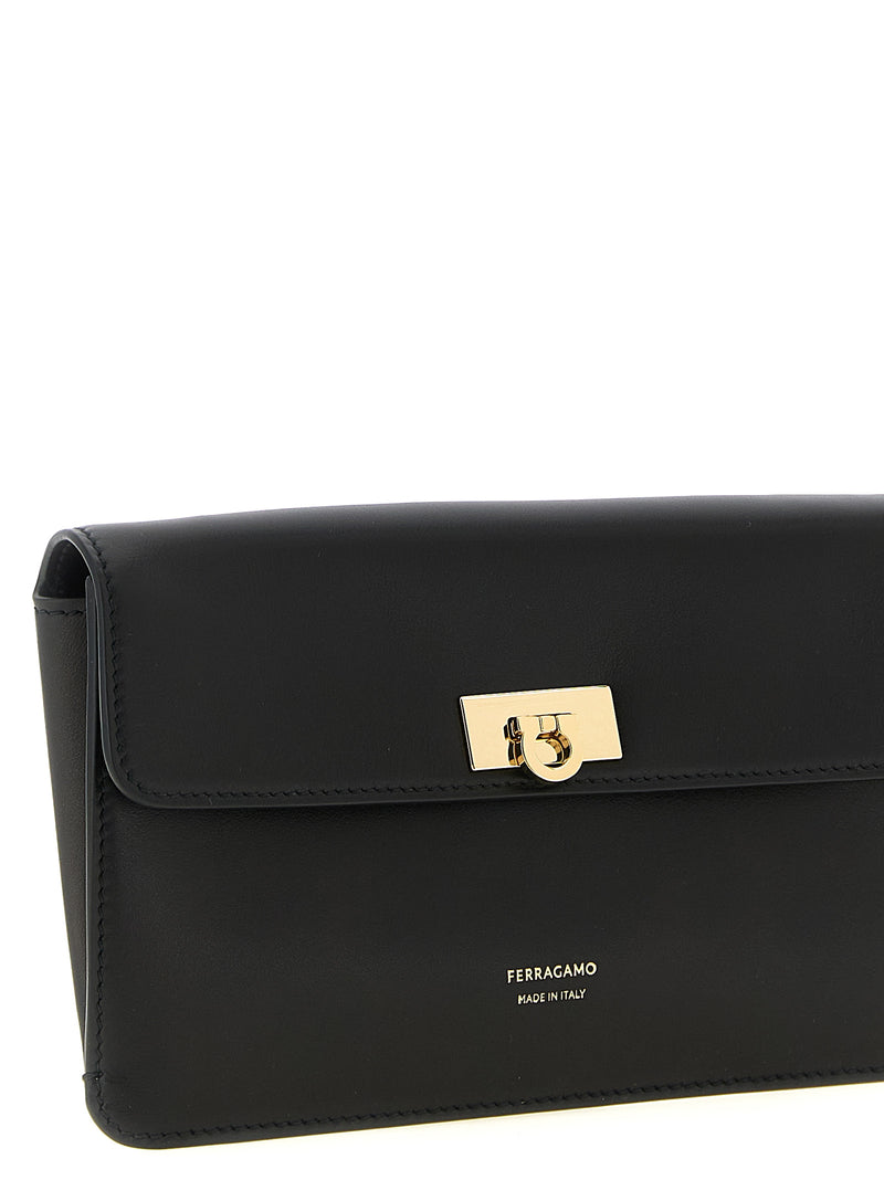 Ferragamo Harley Black Calfskin Clutch Bag