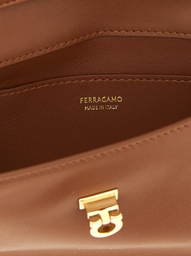 Ferragamo Harley Brown Calfskin Clutch Bag