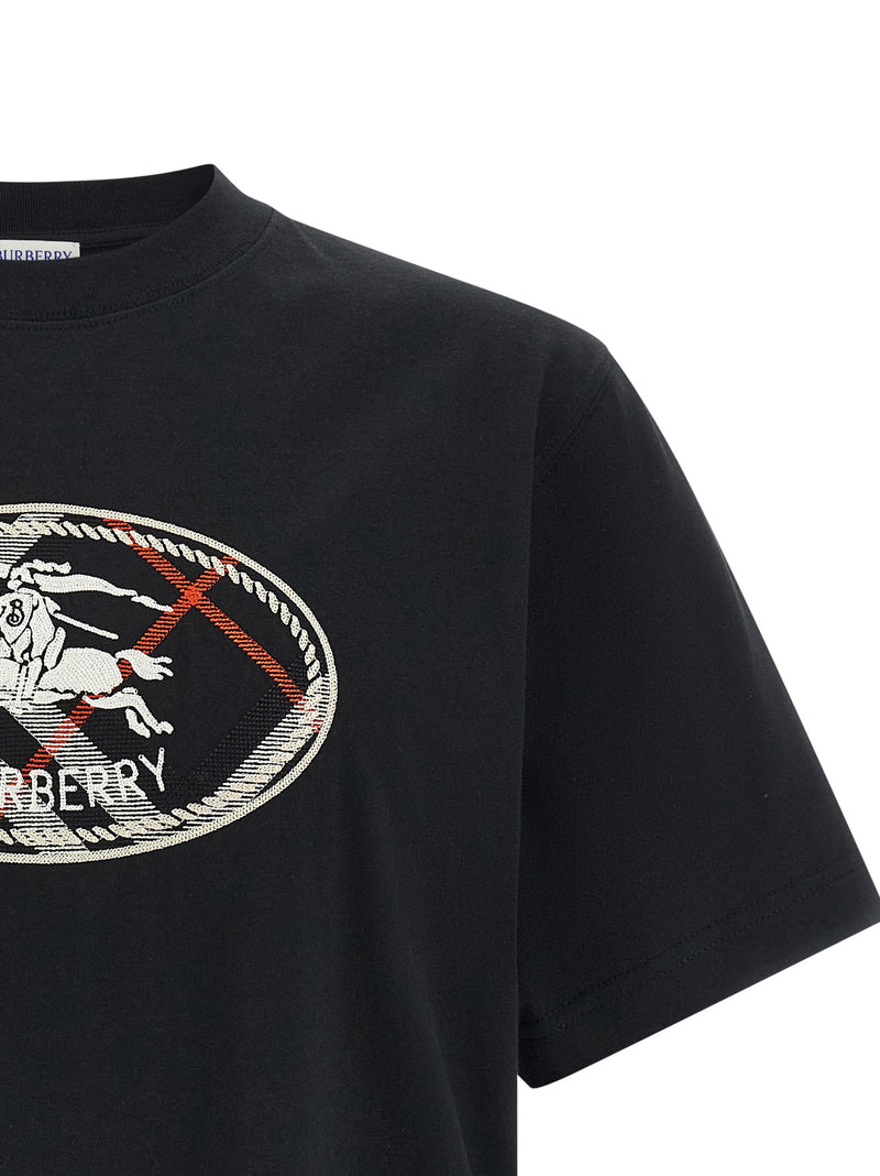 T-Shirt en Coton Noir Burberry ‘Ryan’ pour Homme