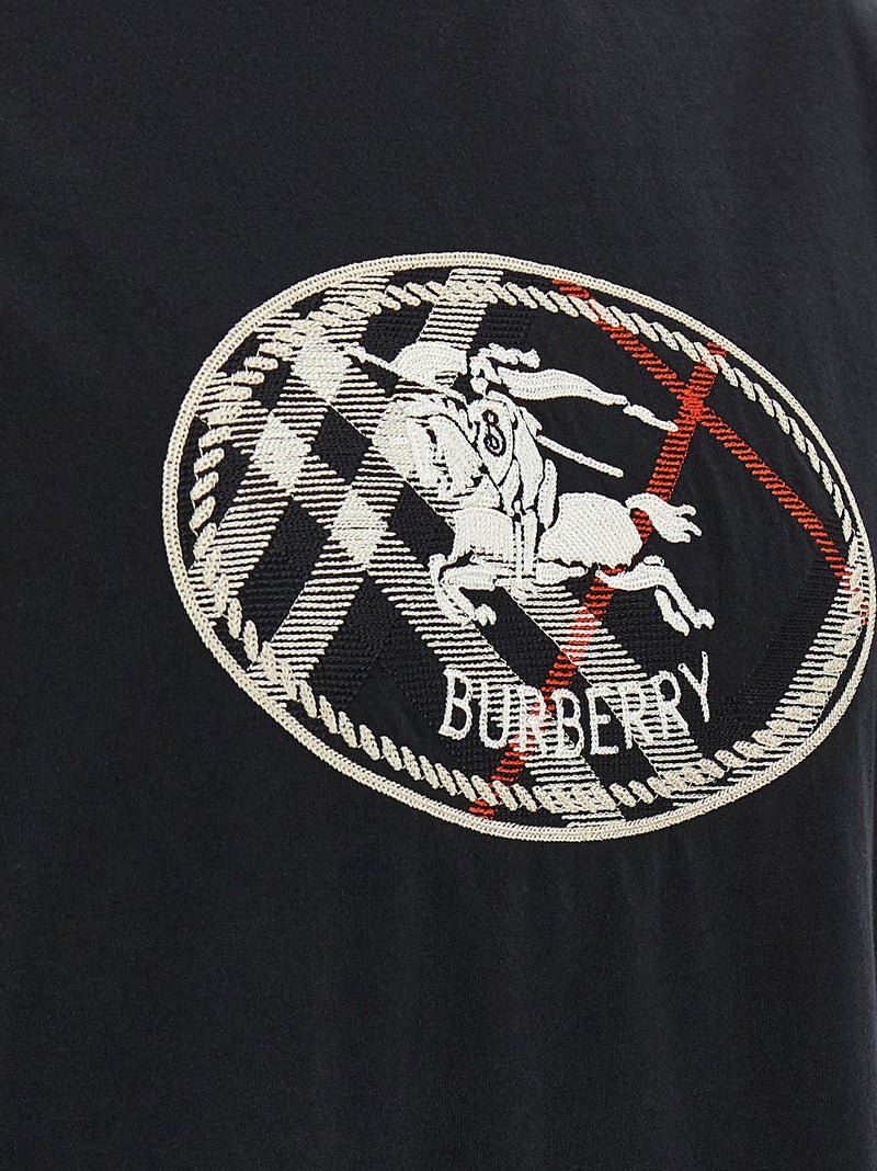 T-Shirt en Coton Noir Burberry ‘Ryan’ pour Homme