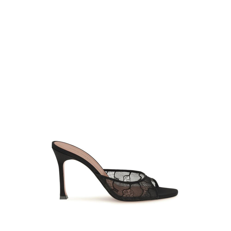 Amina Muaddi Alexa Black Lace Pumps for Women
