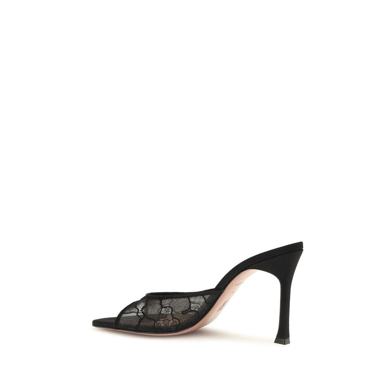 Amina Muaddi Alexa Black Lace Pumps for Women