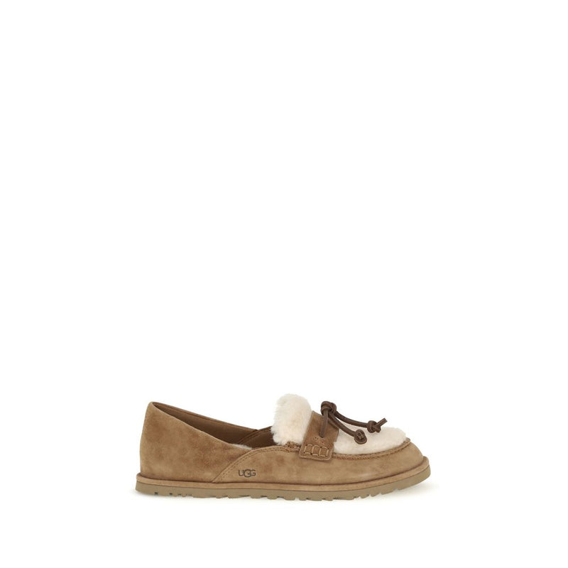 UGG Zora Beige Suede Leather Slip-On Loafers for Women
