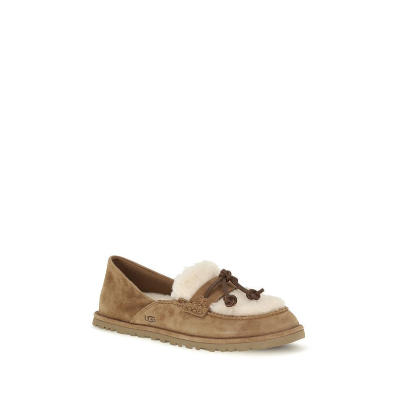 UGG Zora Beige Suede Leather Slip-On Loafers for Women