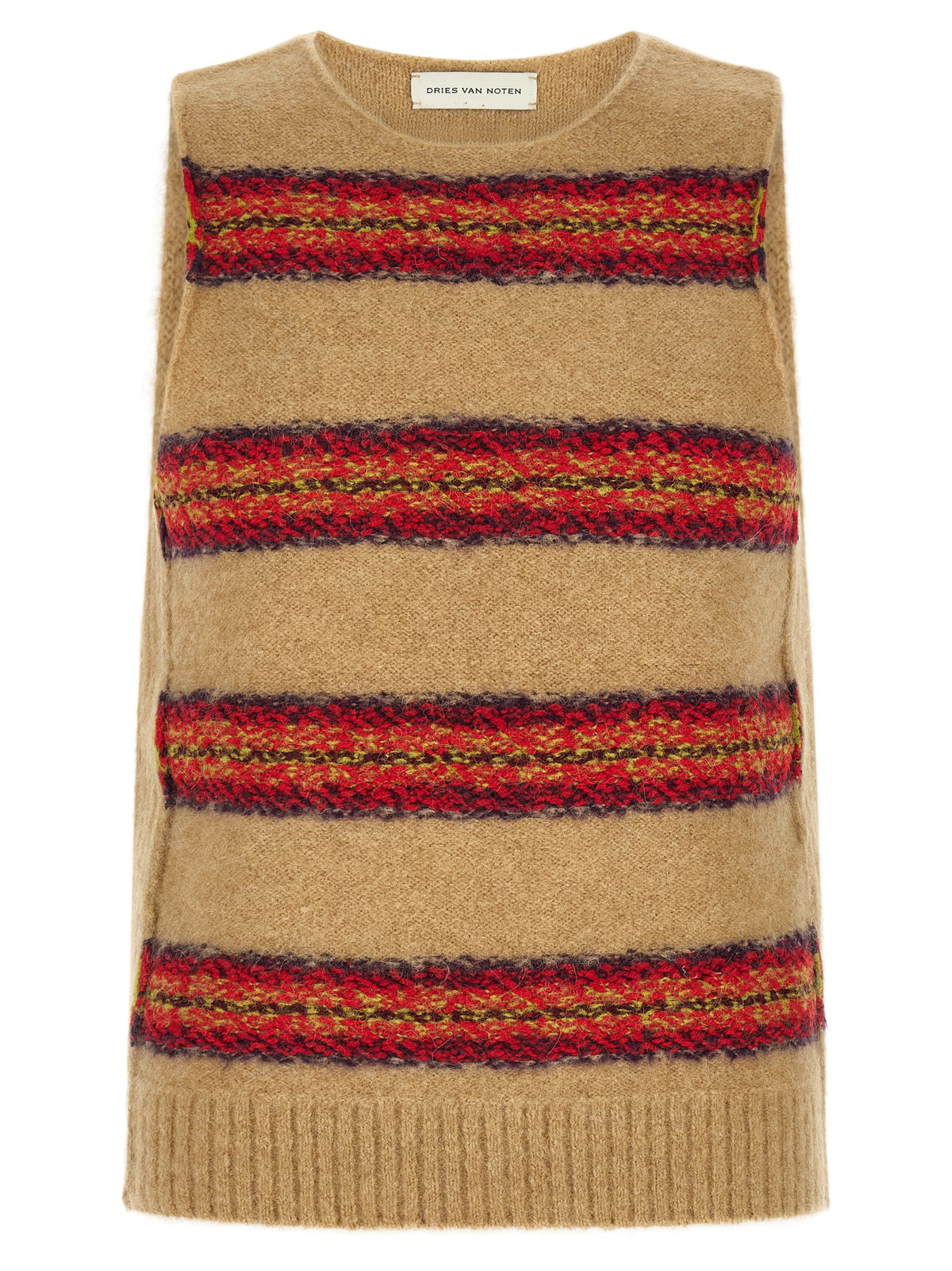 Dries Van Noten Beige Wool Sleeveles Sweater