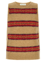 Dries Van Noten Beige Wool Sleeveles Sweater