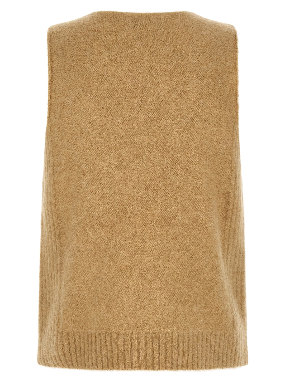 Dries Van Noten Beige Wool Sleeveles Sweater