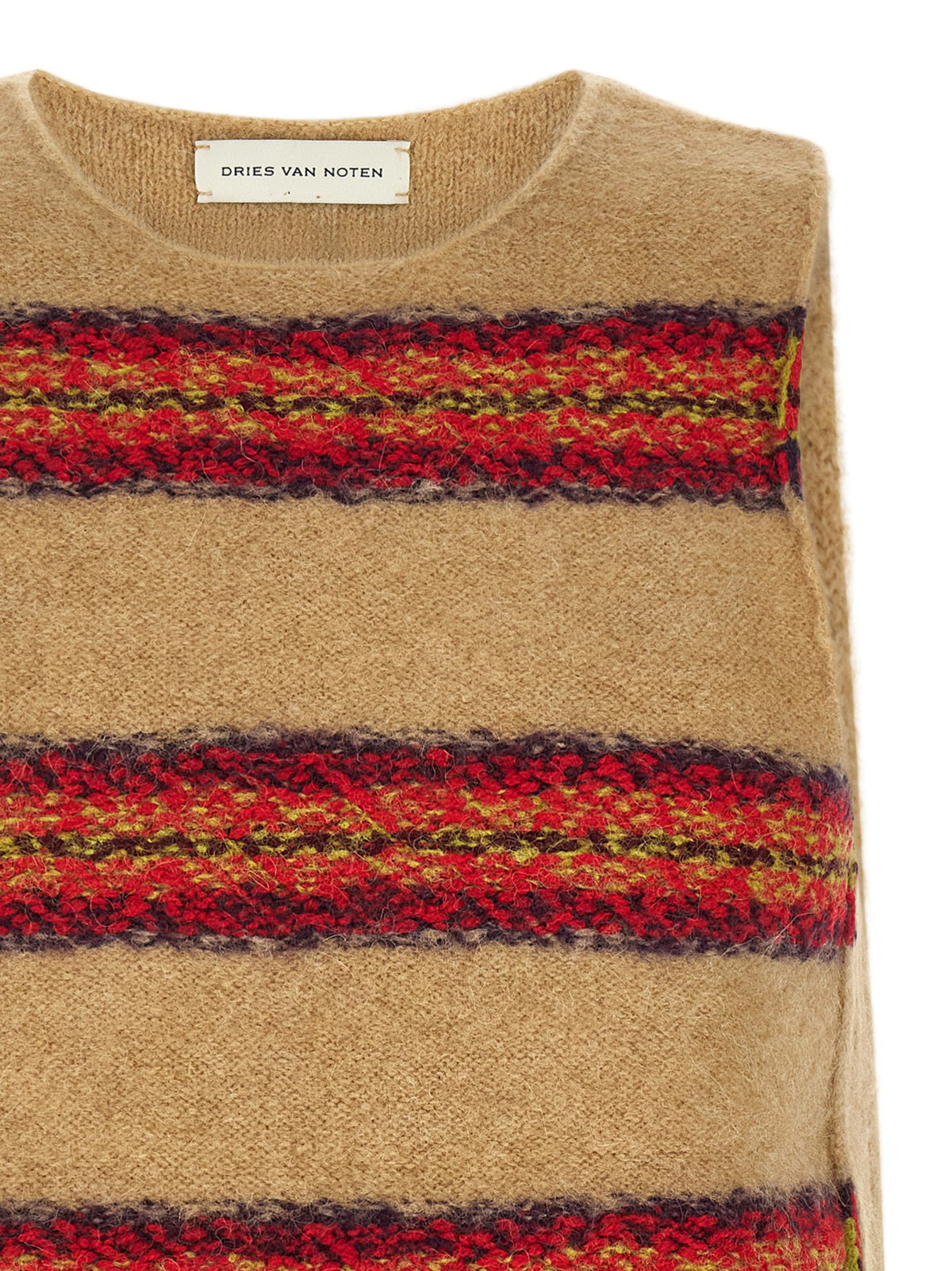 Dries Van Noten Beige Wool Sleeveles Sweater