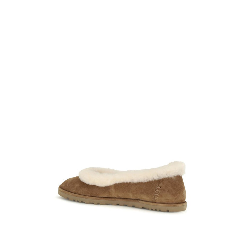UGG Zora Beige Suede Leather Ballet Flats for Women