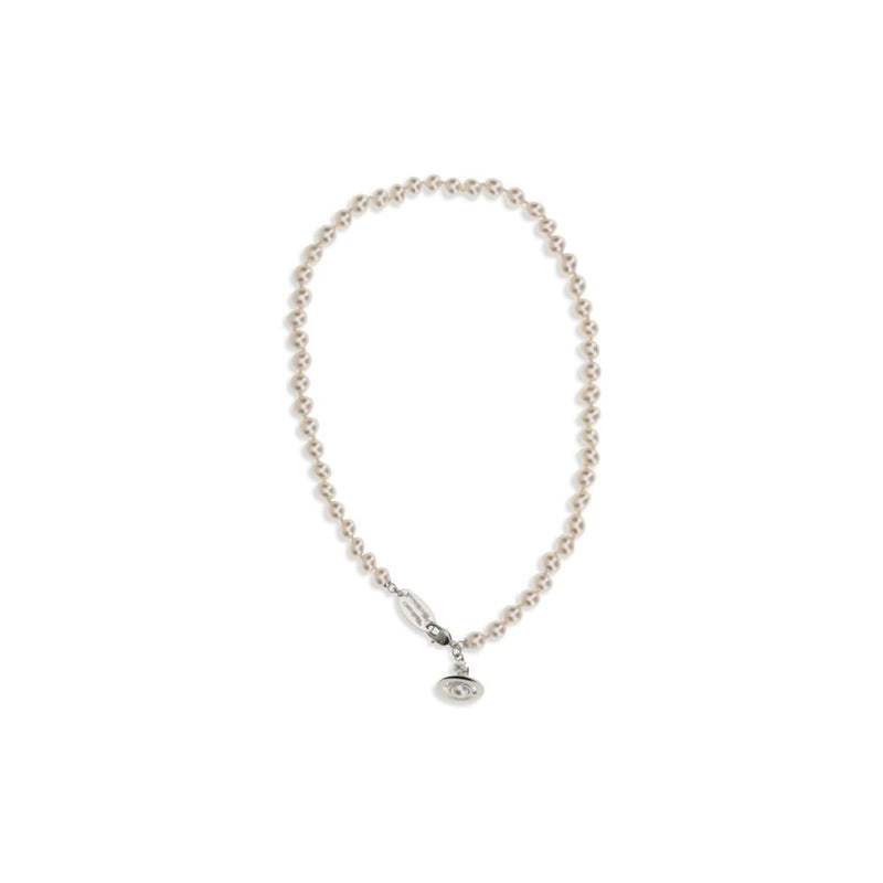Vivienne Westwood Simonetta Pearl Necklace in Beige Brass