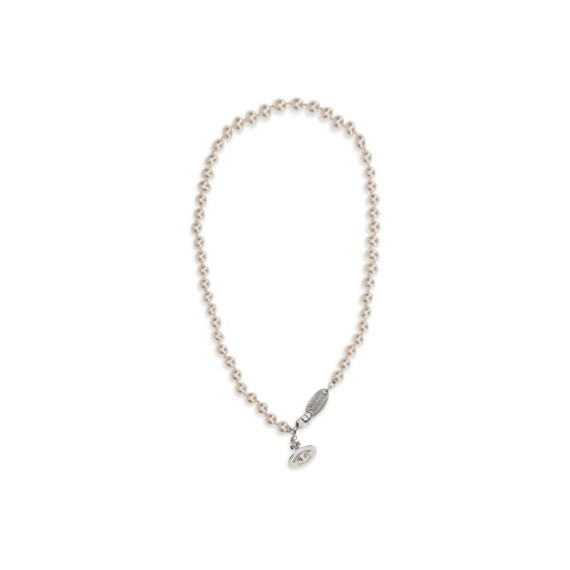 Vivienne Westwood Simonetta Pearl Necklace in Beige Brass
