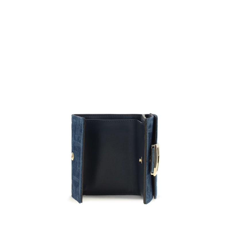 Fendi Blue FF Monogram Jacquard Trifold Wallet