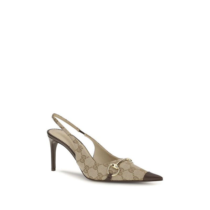 Gucci Donna Beige Fabric High Heel Pumps