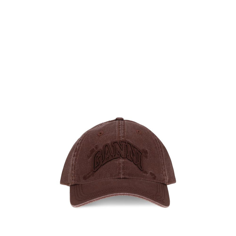 Ganni Bordeaux Cotton Baseball Cap - Stylish & Comfortable