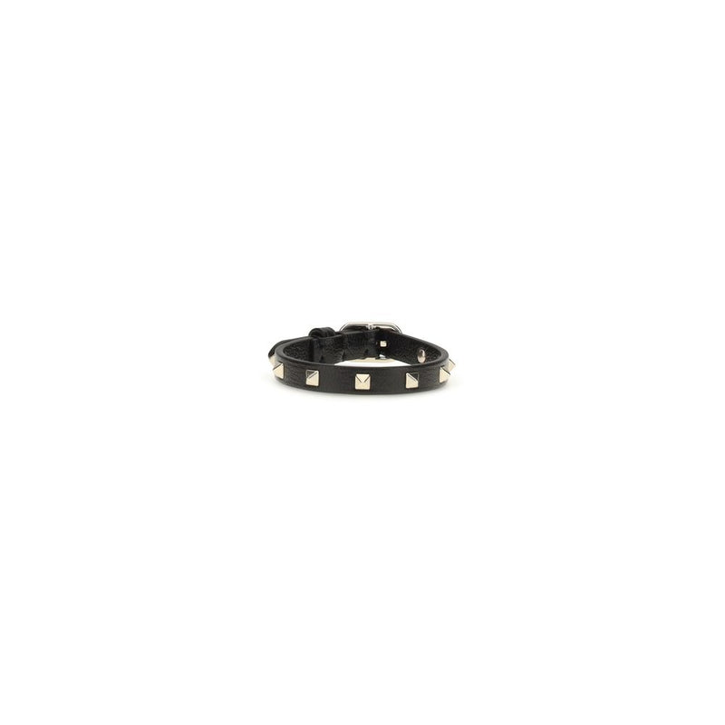 Bracelet Bos Taurus en Cuir de Veau Noir Valentino Garavani