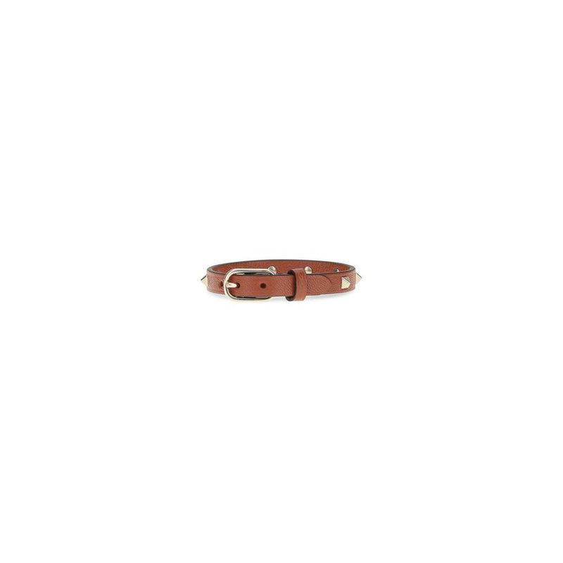 Bracelet Valentino Garavani en Cuir de Veau Marron Rockstud