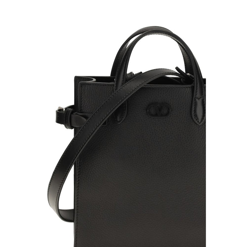 Valentino Garavani Black Calf Leather Bos Taurus Shoulder Bag