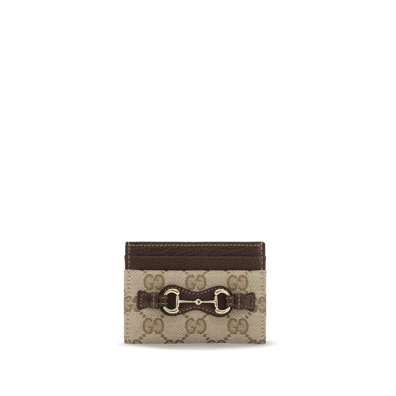 Gucci Horsebit Cardholder - Brown Cotton Wallet