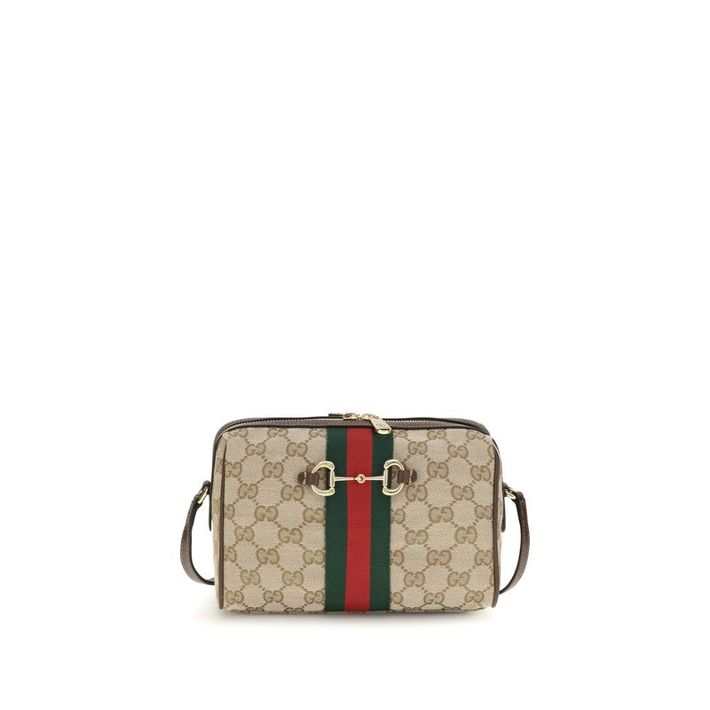 Gucci Beige Fabric Horsebit Web Camera Shoulder Bag