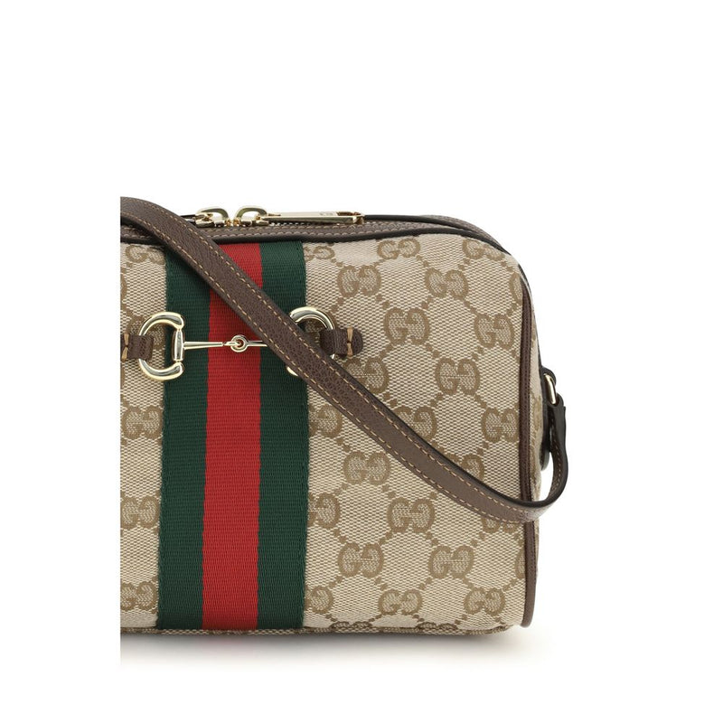Gucci Beige Fabric Horsebit Web Camera Shoulder Bag