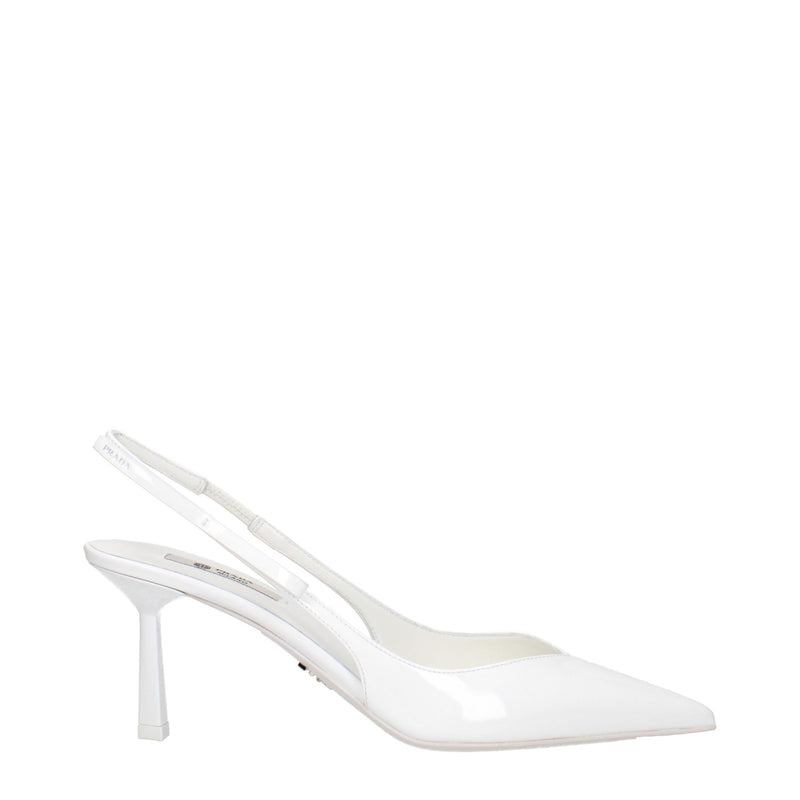 Prada White Leather High Heel Pumps for Women