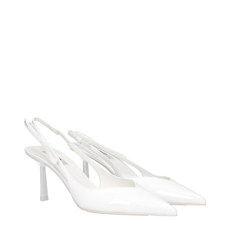 Prada White Leather High Heel Pumps for Women