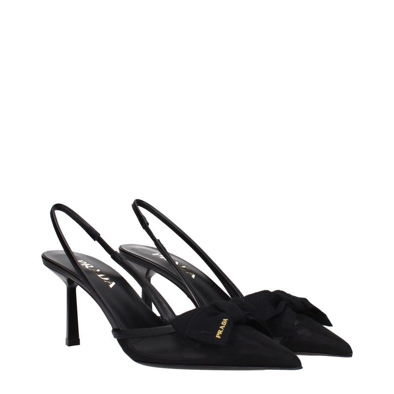 Prada Black Fibres High Heel Pumps for Women